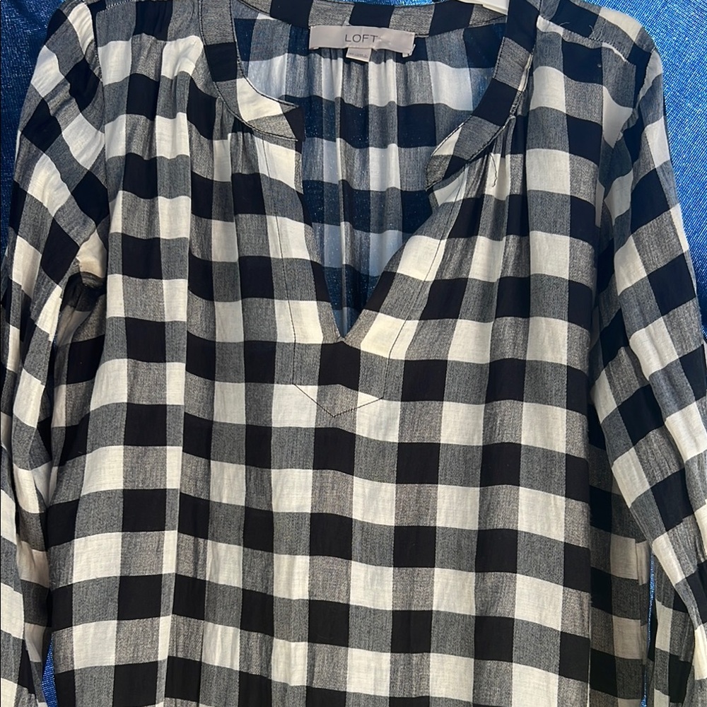 LOFT Monochrome Plaid Women's Blouse